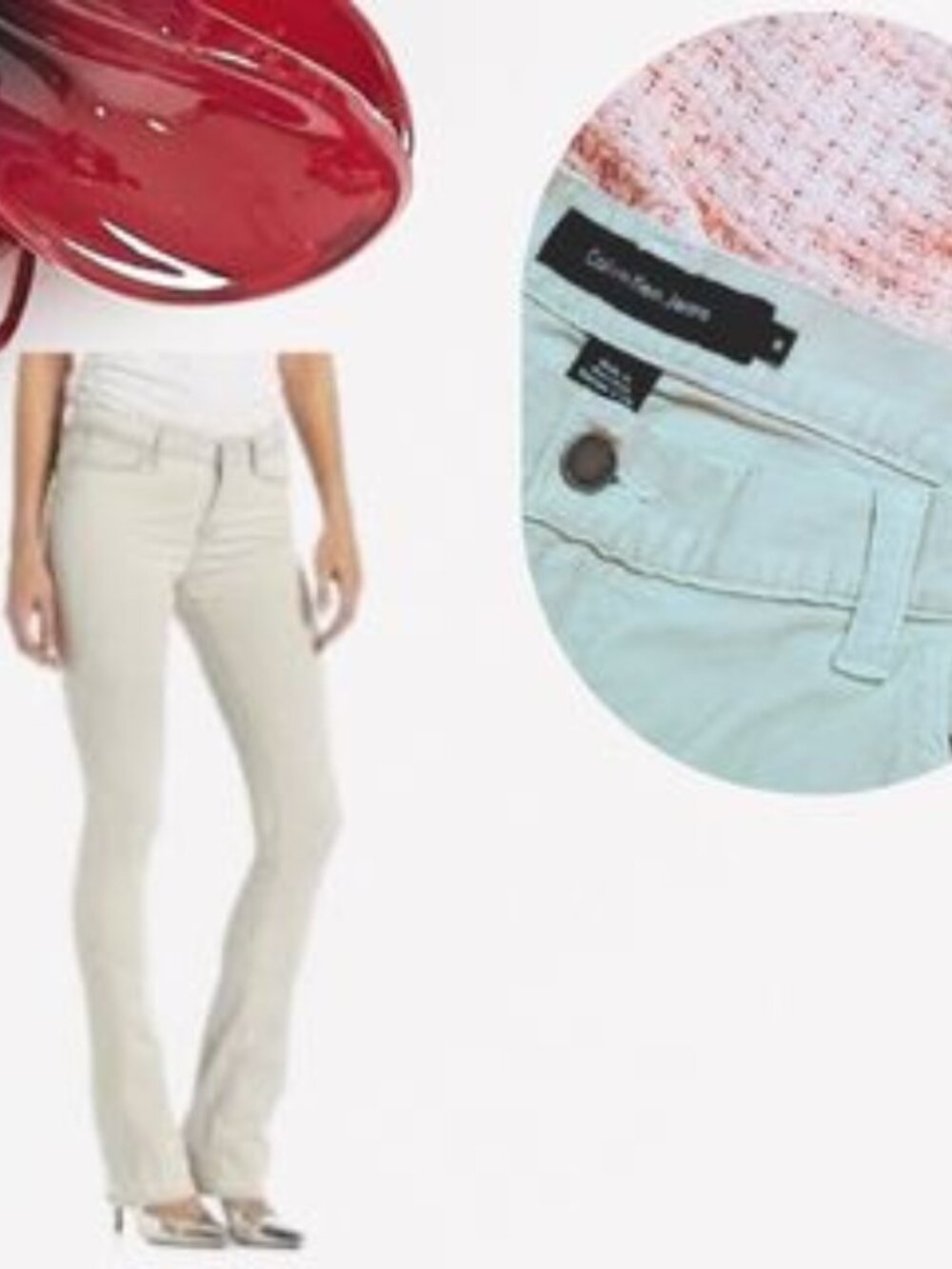 Calvin Klein Jeans Size 16 Beige Straight Leg Velour Soft Stretch Mid Rise Pants